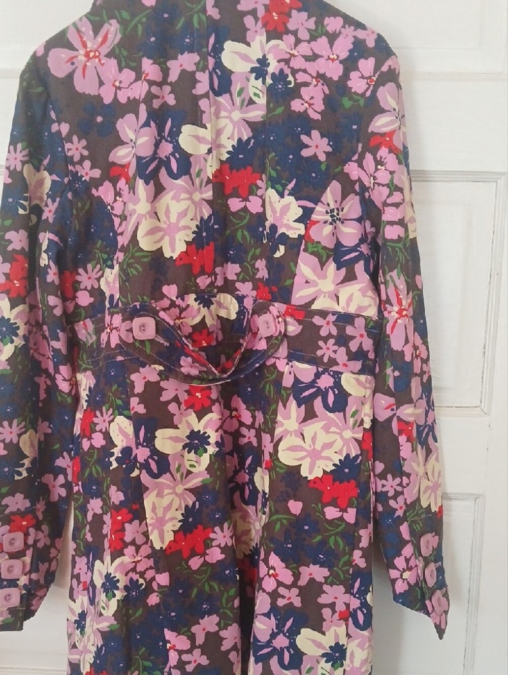 Tara Jarmon Pink Multi Floral Trench Coat - Picture 6 of 6